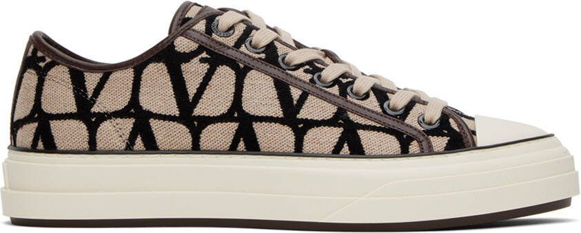 Valentino Garavani Beige  Black Totaloop Sneaker - Picture 5