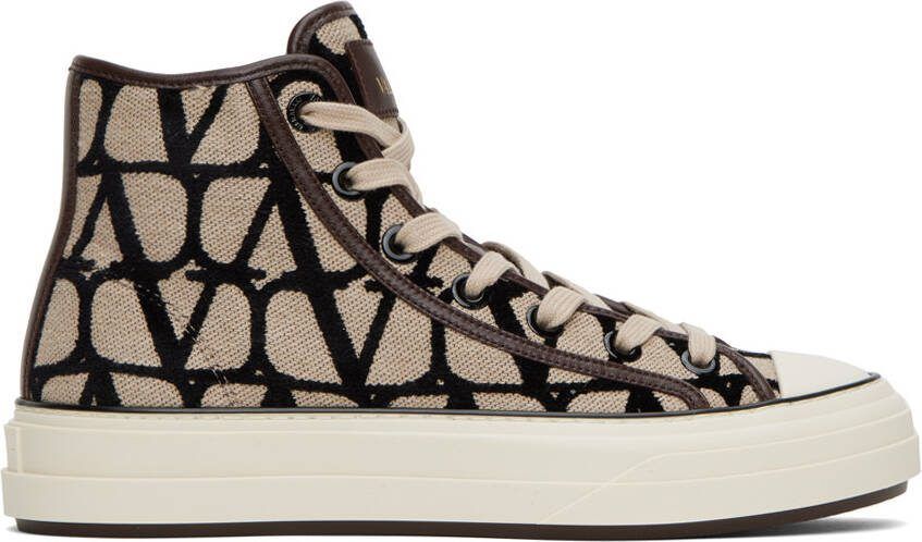 Valentino Garavani Beige  Black Totaloop Sneakers - Picture 4