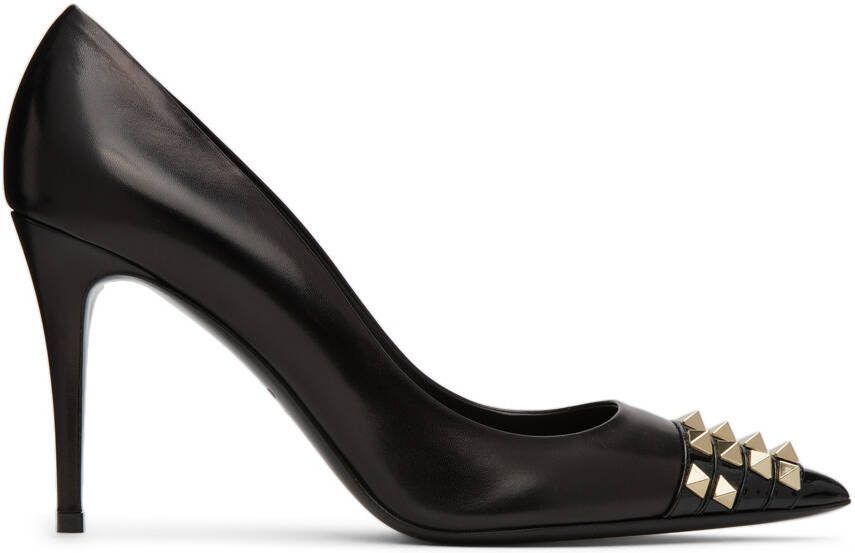 Valentino Garavani Black  Gold Alcove Stud Toe Heels - Picture 4