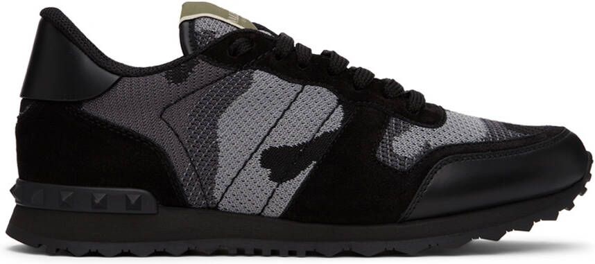 Valentino Garavani Black  Grey Rockrunner Sneakers - Picture 4