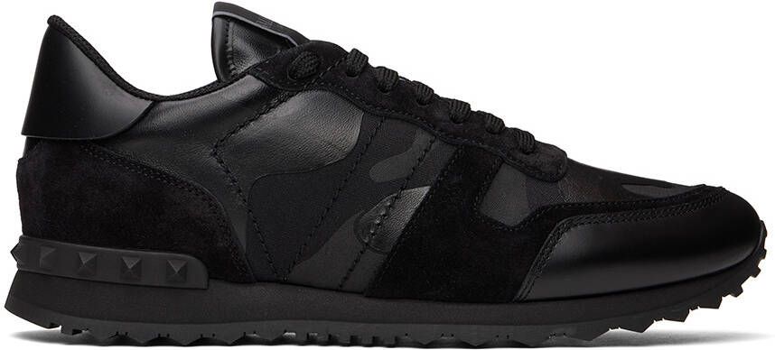 Valentino Garavani Black Camouflage Rockrunner Sneakers - Picture 5