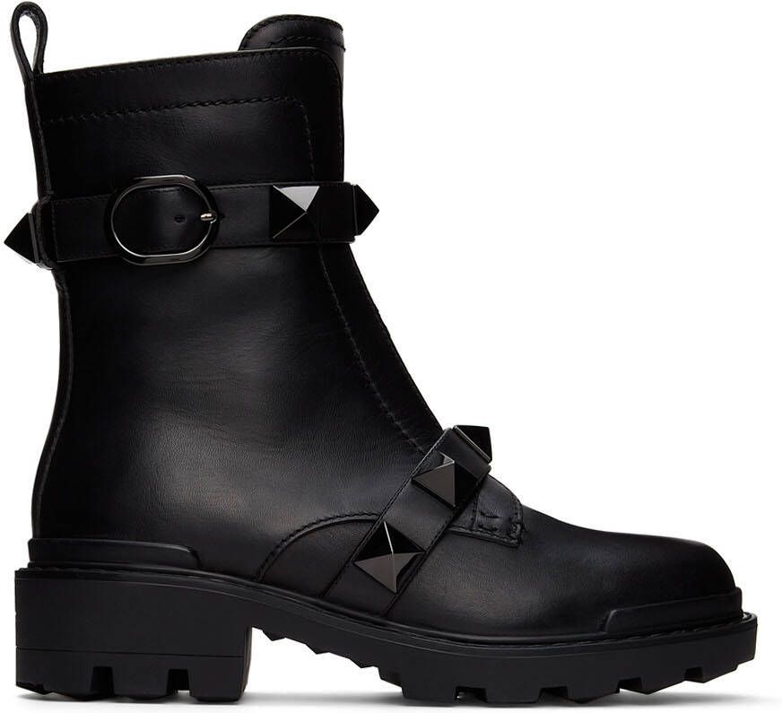 Valentino Garavani Black Roman Stud 85mm Platform Boots - Picture 5