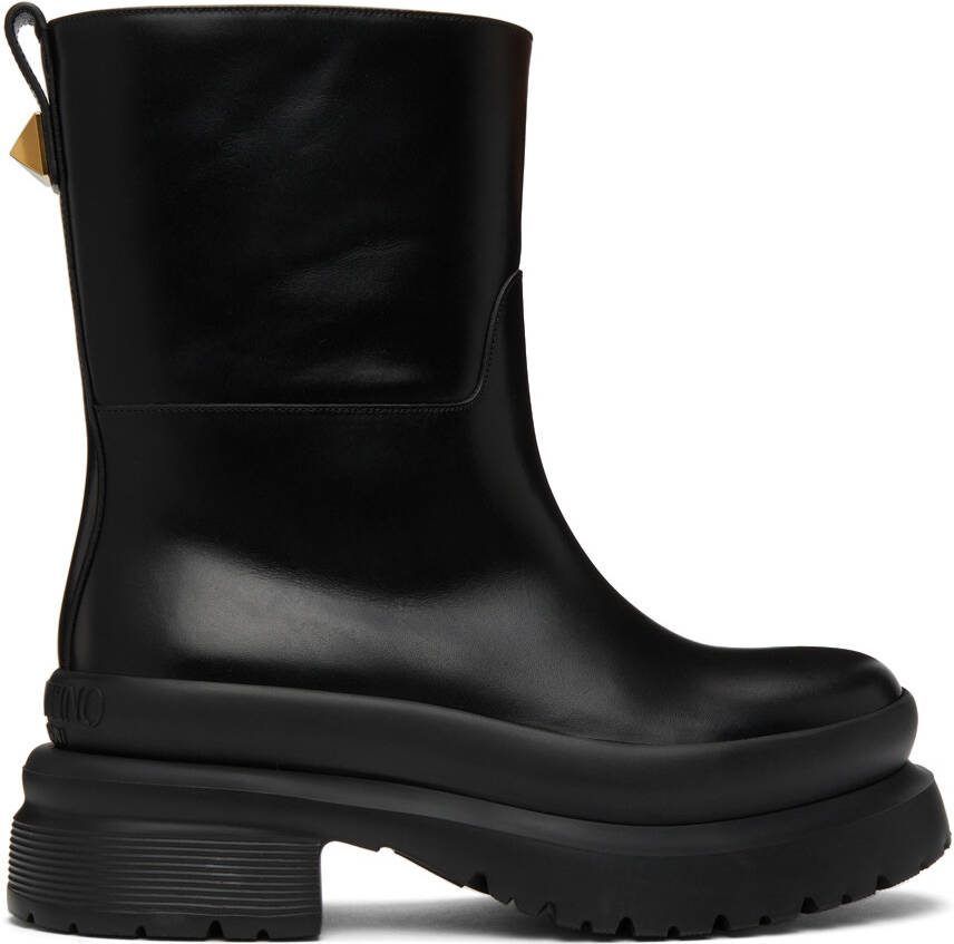 Valentino Garavani Black Roman Stud Boots - Picture 4