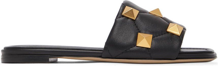 Valentino Garavani Black Roman Stud Sandals - Picture 3