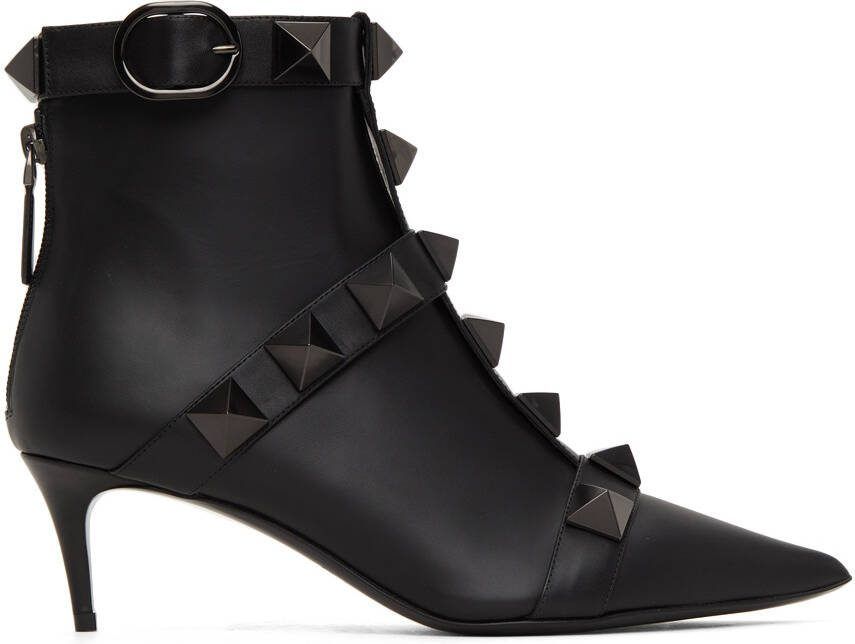 Valentino Garavani Black Roman Studs 60 Boots - Picture 5