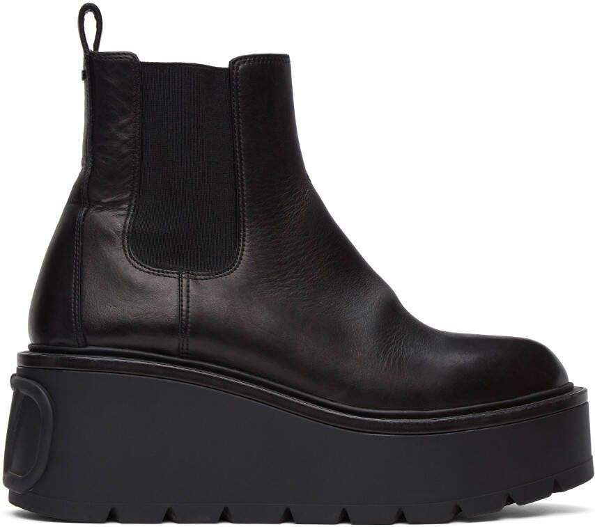 Valentino Garavani Black VLogo Platform Boots - Picture 5