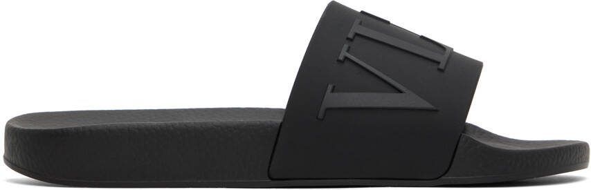 Valentino Garavani Black VLTN Slides - Picture 5