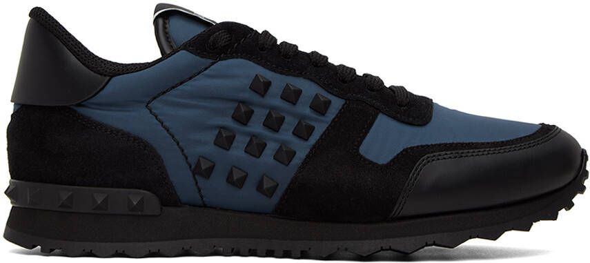Valentino Garavani Blue  Black Rockstud Sneakers - Picture 5