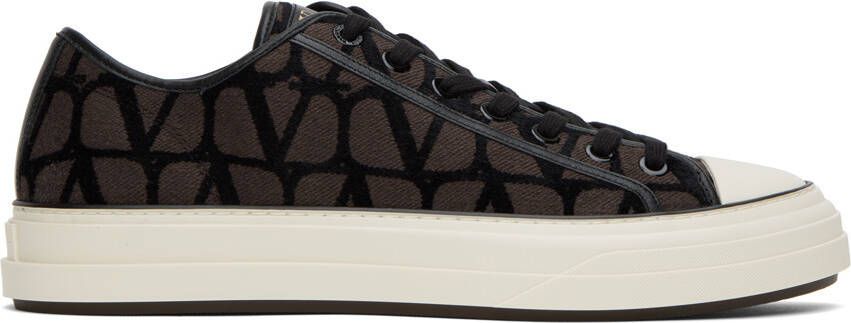 Valentino Garavani Brown  Black Totaloop Sneakers - Picture 4