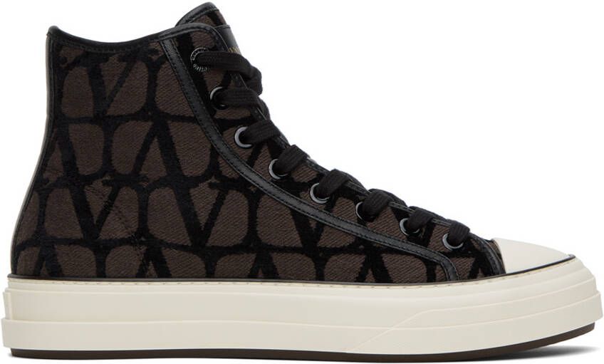 Valentino Garavani Brown  Black Totaloop Sneakers - Picture 5