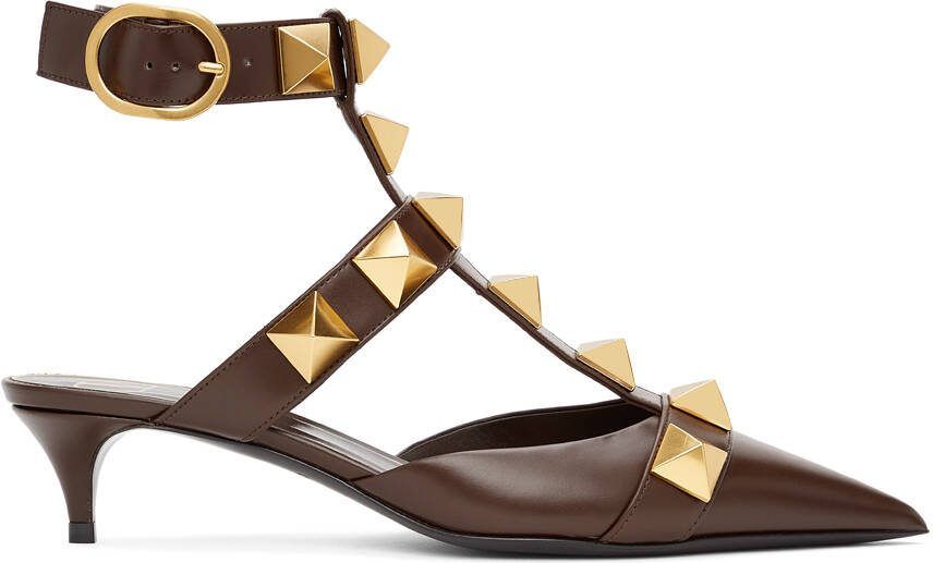 Valentino Garavani Brown Medium Roman Stud Heels - Picture 5