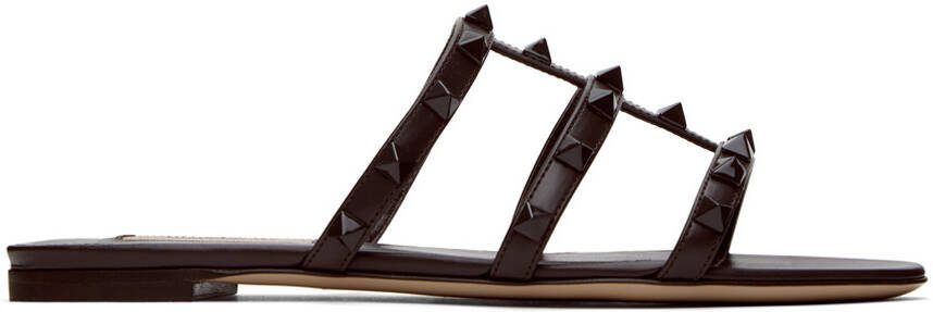 Valentino Garavani Brown Rockstud Sandals - Picture 5