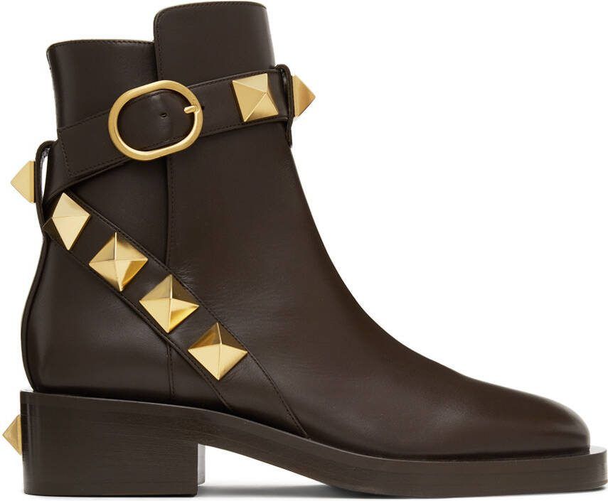Valentino Garavani Leather Roman Stud Ankle Boots - Picture 5