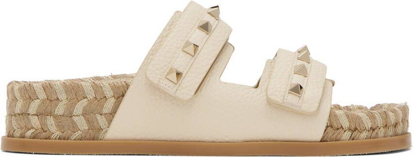 Valentino Garavani Off-White Rockstud Flat Sandals - Picture 5