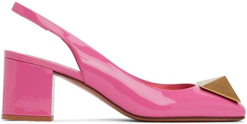 Valentino Garavani Pink One Stud Slingback 60 Heels - Picture 5