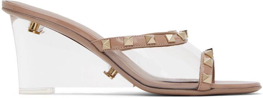 Valentino Garavani Pink Rockstud Skin Heeled Sandals - Picture 5