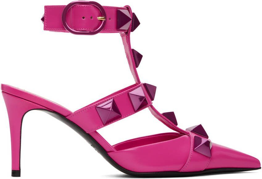 Valentino Garavani Pink Roman Stud Heels - Picture 5