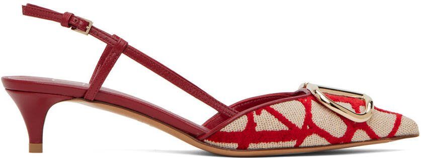 Valentino Garavani Red  Beige VLogo Heels
