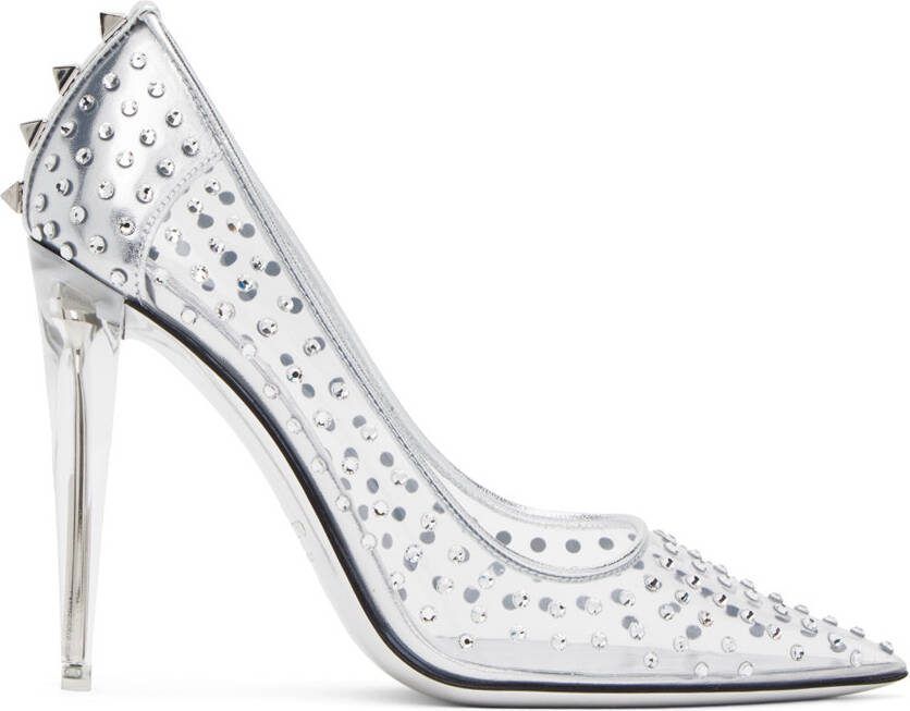 Valentino Garavani Silver Rockstud Heels - Picture 5