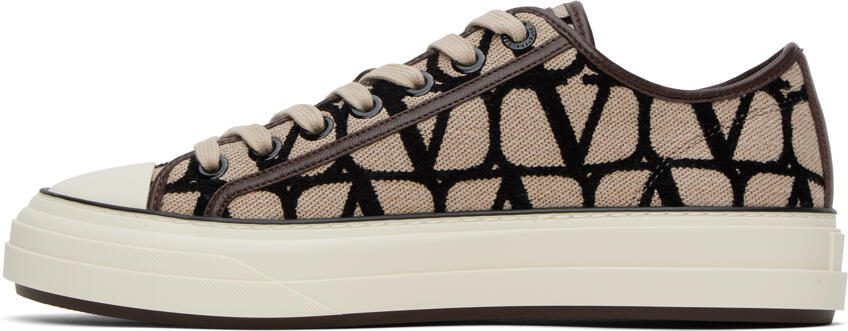 Valentino Garavani Beige  Black Totaloop Sneaker - Picture 3