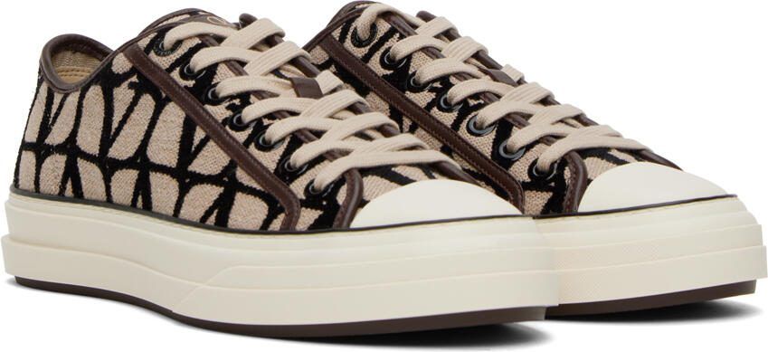 Valentino Garavani Beige  Black Totaloop Sneaker - Picture 2