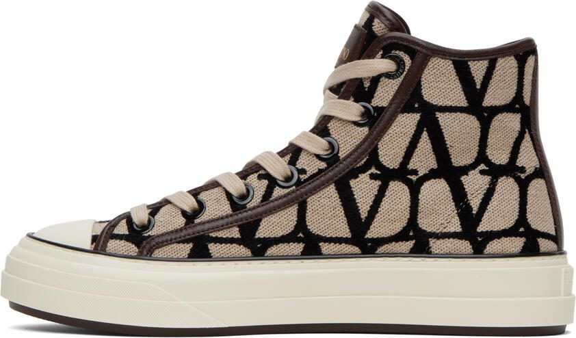 Valentino Garavani Beige  Black Totaloop Sneakers - Picture 3
