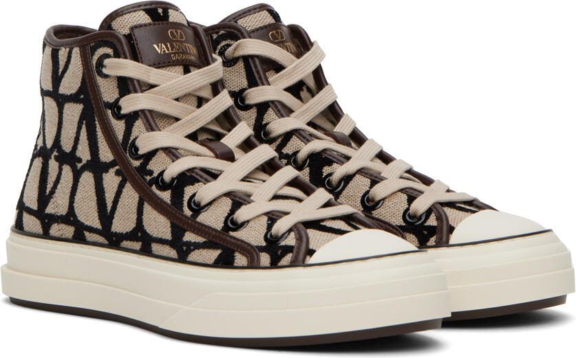 Valentino Garavani Beige  Black Totaloop Sneakers - Picture 2