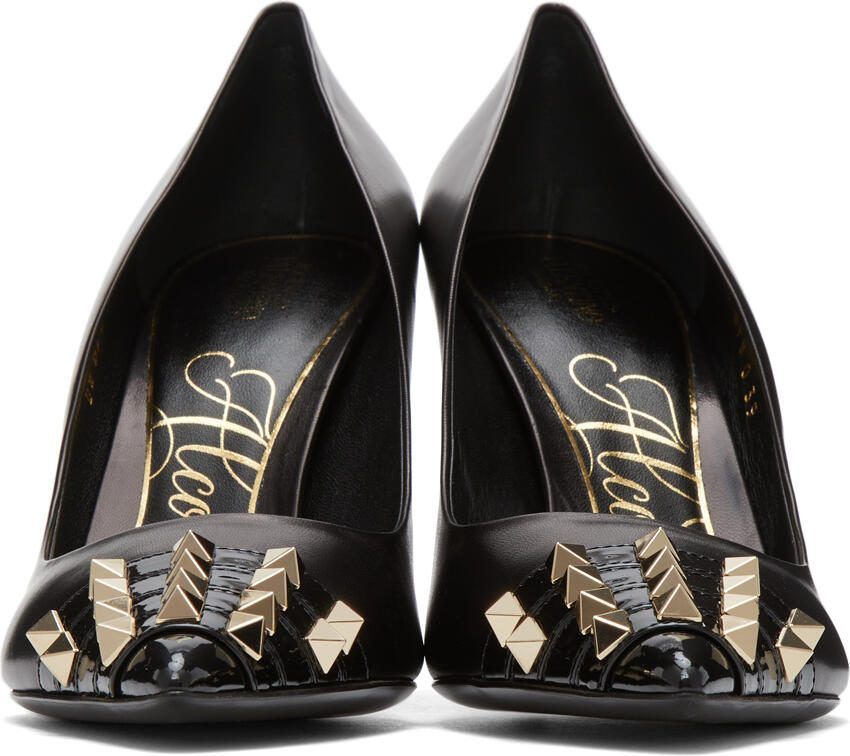 Valentino Garavani Black  Gold Alcove Stud Toe Heels