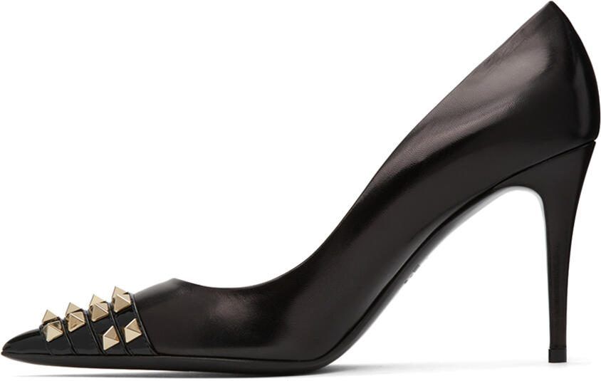 Valentino Garavani Black  Gold Alcove Stud Toe Heels - Picture 2