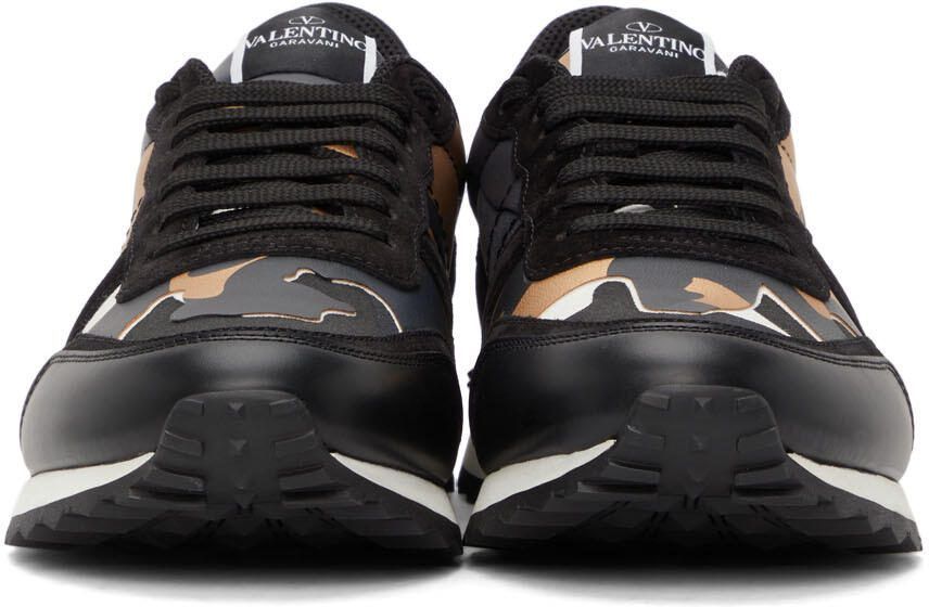 Valentino Garavani Black  Gold Camouflage Rockrunner Sneakers - Picture 3
