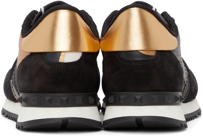 Valentino Garavani Black  Gold Camouflage Rockrunner Sneakers - Picture 2
