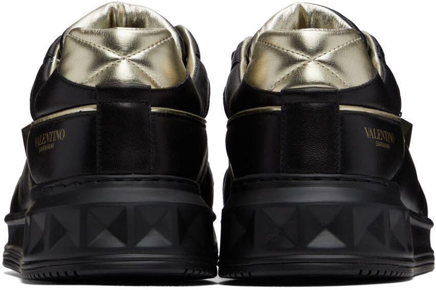 Valentino Garavani Black  Gold One Stud Low-Top Sneakers