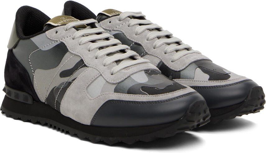 Valentino Garavani Black  Gray Rockrunner Sneakers - Picture 2