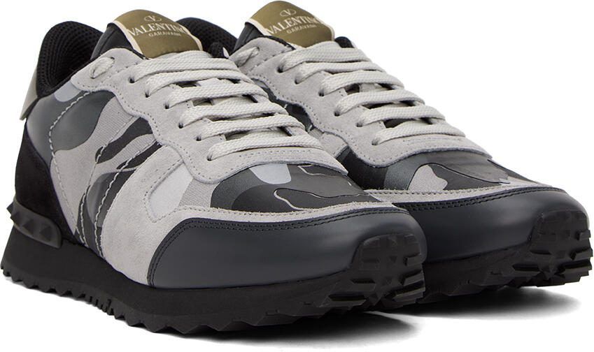 Valentino Garavani Black  Gray Rockrunner Sneakers - Picture 2