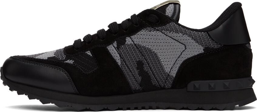 Valentino Garavani Black  Grey Rockrunner Sneakers - Picture 3