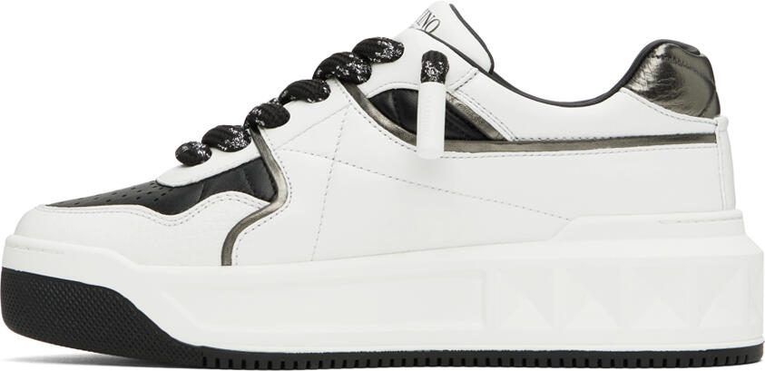Valentino Garavani Black  White One Stud Sneakers - Picture 3