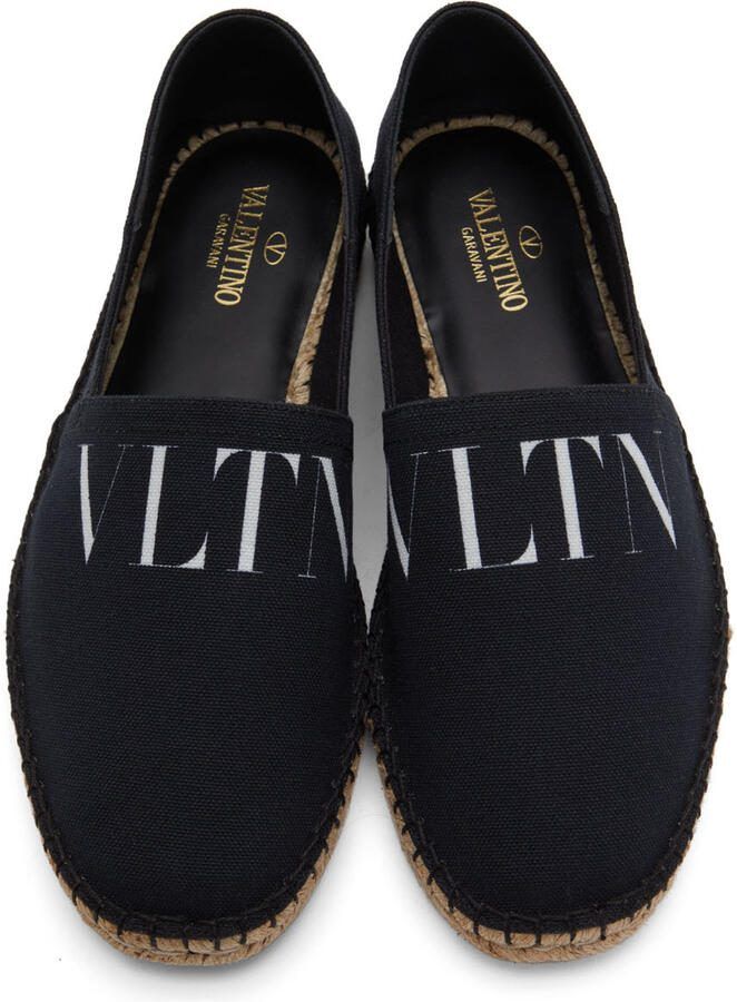 Valentino Garavani Black Canvas VLTN Espadrilles