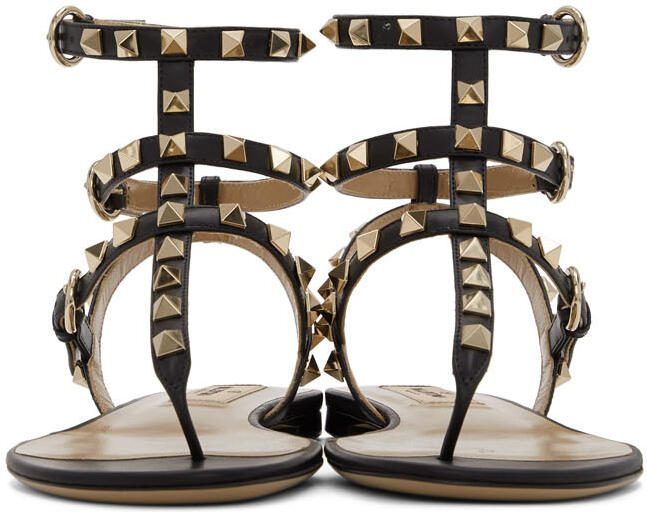 Valentino Garavani Black Rockstud Caged Sandals - Picture 3