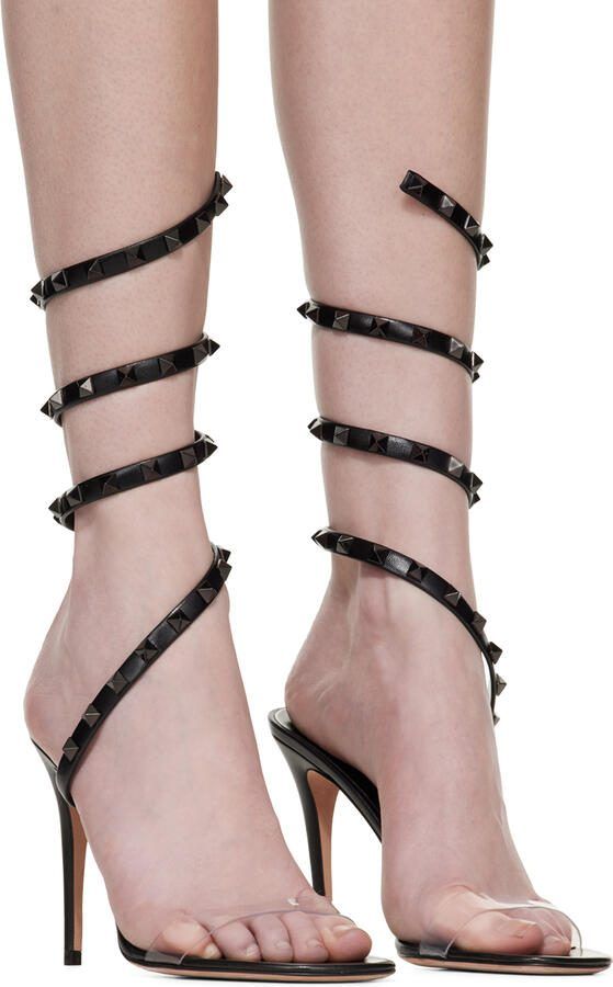Valentino Garavani Black Rockstud Heeled Sandals