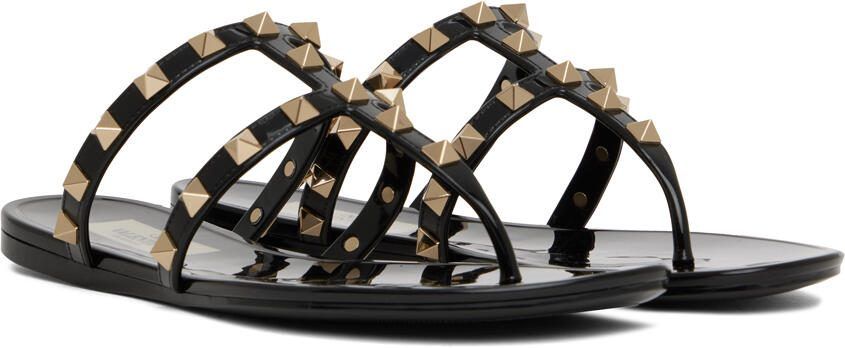 Valentino Garavani Black Rockstud Sandals - Picture 2