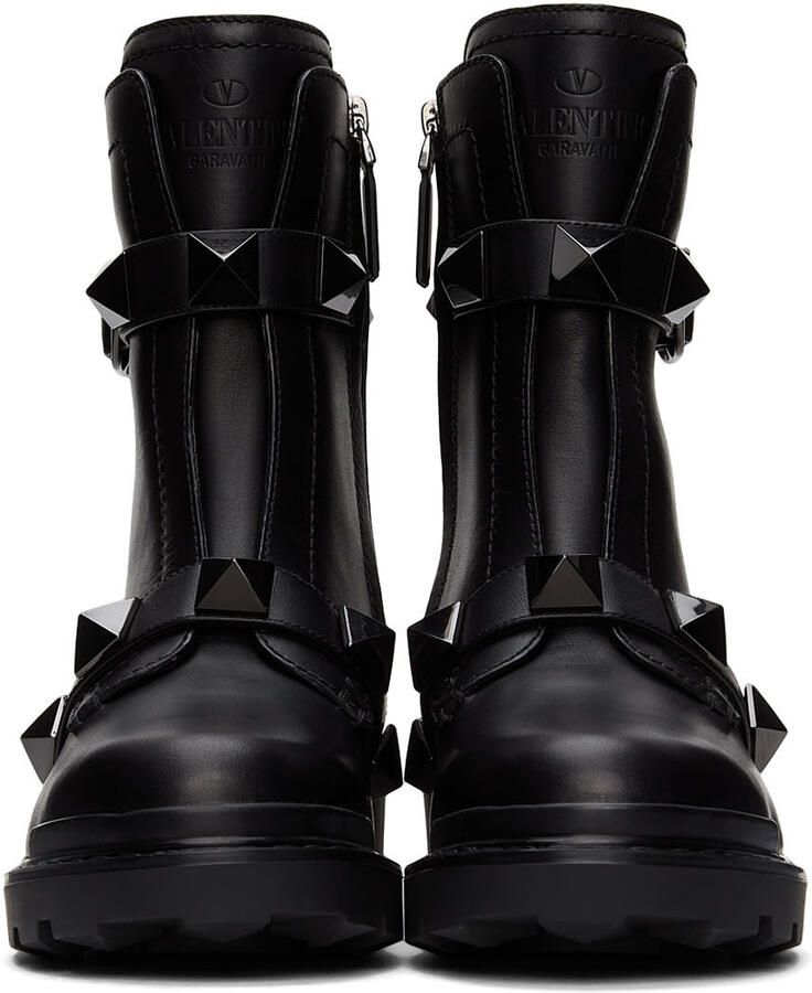 Valentino Garavani Black Roman Stud 85mm Platform Boots - Picture 2