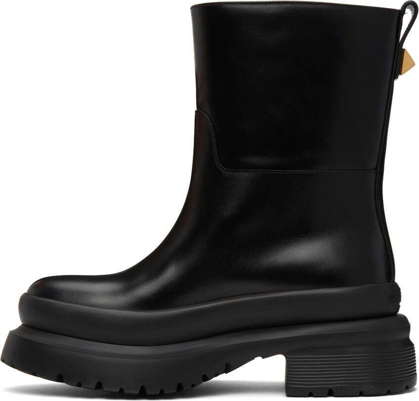 Valentino Garavani Black Roman Stud Boots - Picture 2