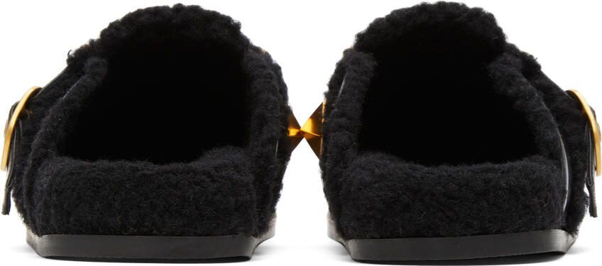 Valentino Garavani Black Roman Stud Sabot Slippers - Picture 2