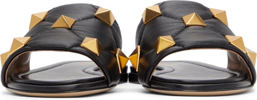 Valentino Garavani Black Roman Stud Sandals - Picture 5