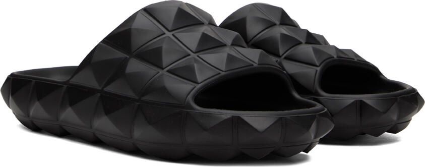 Valentino Garavani Black Roman Stud Turtle Slides - Picture 2