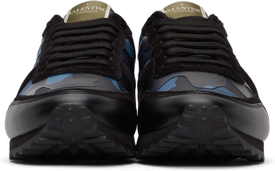 Valentino Garavani Blue  Black Camo Rockrunner Sneakers