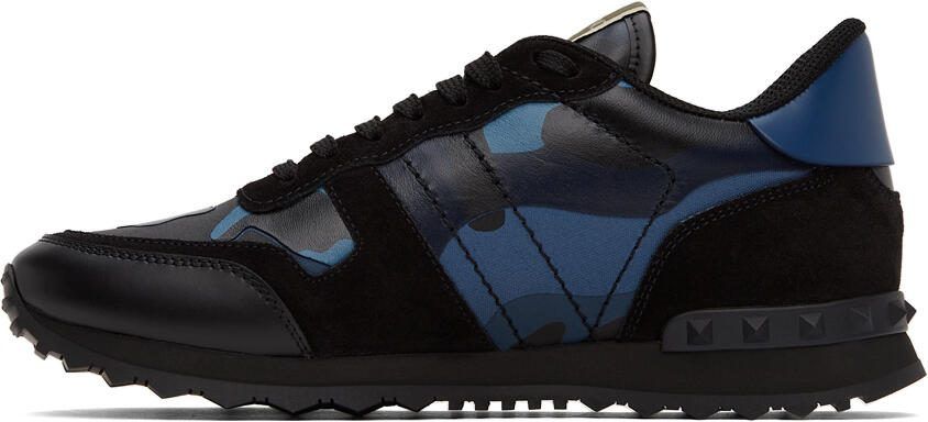 Valentino Garavani Blue  Black Camo Rockrunner Sneakers - Picture 2