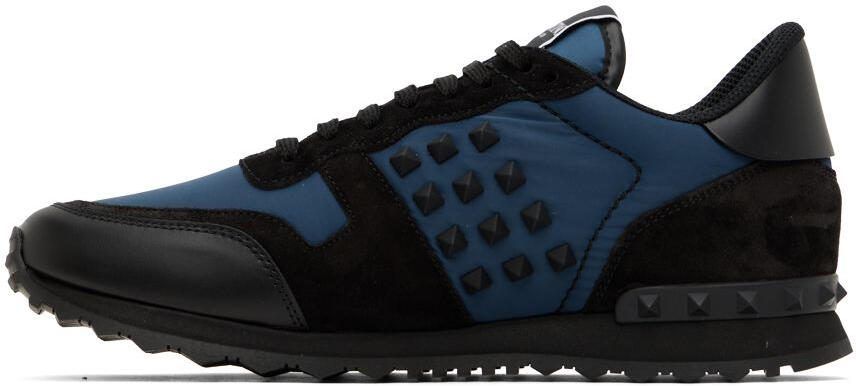 Valentino Garavani Blue  Black Rockstud Sneakers - Picture 3
