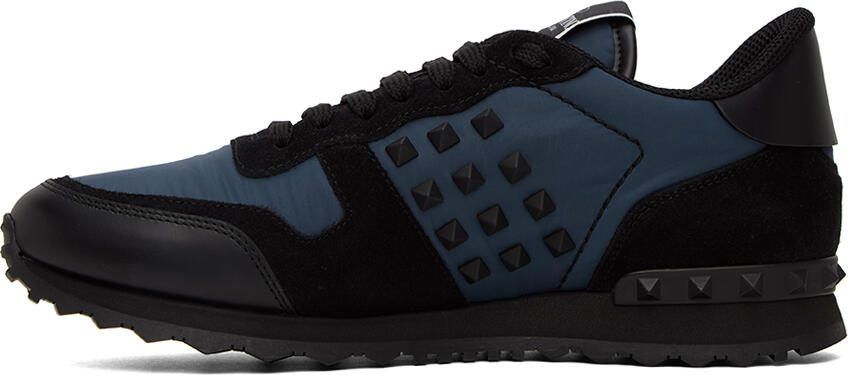 Valentino Garavani Blue  Black Rockstud Sneakers - Picture 3