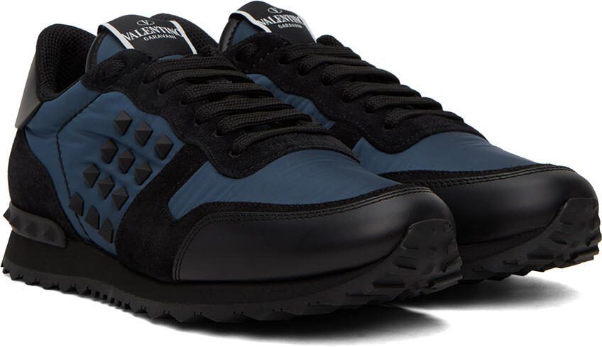 Valentino Garavani Blue  Black Rockstud Sneakers - Picture 2